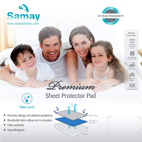 Bed Pad Protector Waterproof Premium Hypoallergenic Mattress White