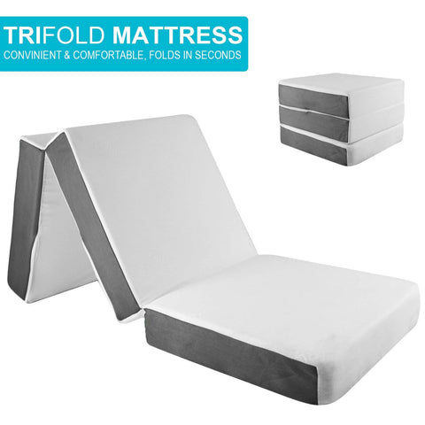 SAMAY - 6 Inch Tri Folding Foam Mattress - Includes Waterproof Mattress Protector and Washable Cover