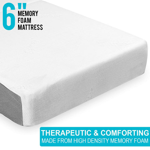SAMAY - 6 Inch Tri Folding Foam Mattress - Includes Waterproof Mattress Protector and Washable Cover