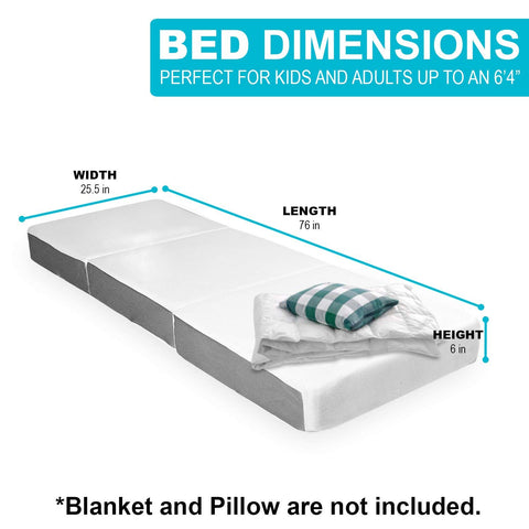 SAMAY - 6 Inch Tri Folding Foam Mattress - Includes Waterproof Mattress Protector and Washable Cover