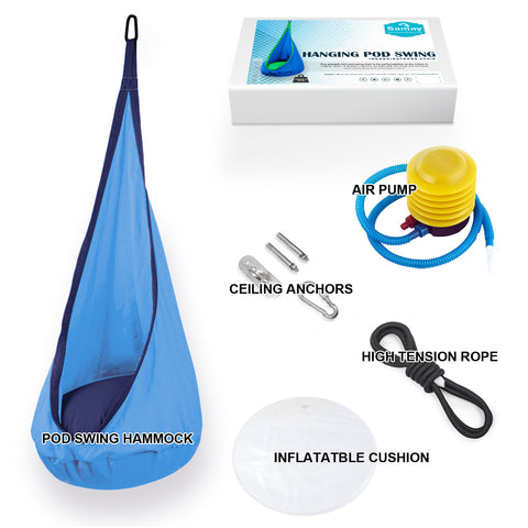 Hanging Hammock Pod Swing Chair For Kids Premium - Light Blue