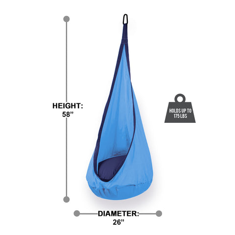Hanging Hammock Pod Swing Chair For Kids Premium - Light Blue
