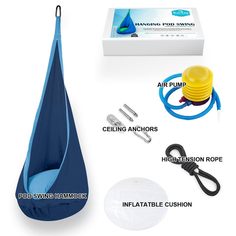 Hanging Hammock Pod Swing Chair For Kids Premium - Dark Blue